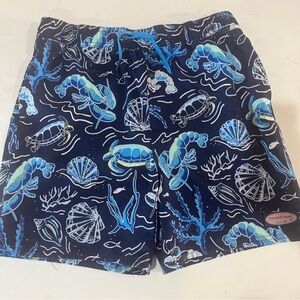 Vineyard Vines Turtles Print Swim Trunks Elastic Waist Shorts XL Younth Blue